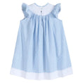 Load image into Gallery viewer, Blue Gingham Easter Bunny Smocked Bishop Dress