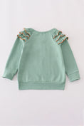 Load image into Gallery viewer, Sage Pumpkin French Knot Ruffle Top