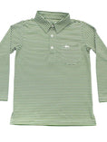 Load image into Gallery viewer, Inshore Boys Green Stripe Performance Polo