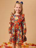 Load image into Gallery viewer, Autumn Blooms Long Sleeve Waterfall Bow Dress