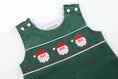 Load image into Gallery viewer, Green Corduroy Santa Smocked Overalls