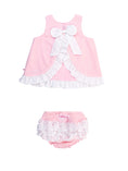 Load image into Gallery viewer, Pink & White Swiss Dot Swing Bloomer Set
