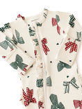 Load image into Gallery viewer, 2 Way Zip Romper Footie Country Christmas Bows