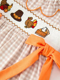 Load image into Gallery viewer, Thanksgiving Turkey Pumpkin Pie Smocked Dress