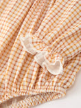 Load image into Gallery viewer, Fall Girls Orange Plaid Floral Collar Bubble Romper