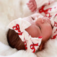 Load image into Gallery viewer, Coquette Christmas Bamboo Waffle Knit Large Bow Headwrap
