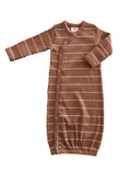 Load image into Gallery viewer, Saddle Stripe Organic Ribbed Gown 0-3M