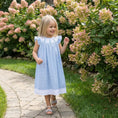 Load image into Gallery viewer, Blue Gingham Easter Bunny Smocked Bishop Dress