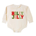 Load image into Gallery viewer, Holly Jolly Patch Christmas Long Sleeve Romper