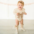 Load image into Gallery viewer, Gingham Bow Patch Long Sleeve Romper