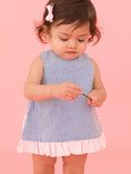 Load image into Gallery viewer, Blue Seersucker Ruffle Swing Bloomer Set