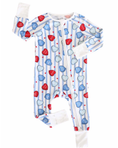 Load image into Gallery viewer, Sweet Like Candy Blue Zip Romper