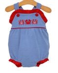 Load image into Gallery viewer, Coastal Crabs Ruffle Sunsuit