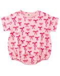 Load image into Gallery viewer, Pink Bows Organic Pointelle T-Shirt Bubble