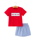 Load image into Gallery viewer, 4th of July Flag Embroidered Striped Set