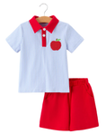 Load image into Gallery viewer, Back To School Apple Polo Shorts Set