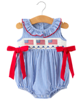 Load image into Gallery viewer, 4th of July Striped Bow Romper