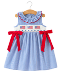 Load image into Gallery viewer, 4th Of July Striped Bow Dress