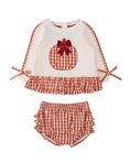 Load image into Gallery viewer, Pumpkin Bow Ivory Swing Top and Bloomer Set