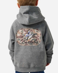 Load image into Gallery viewer, Youth Fleece Hoodie Ducks Flying In Dark Heather Grey