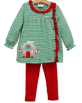 Load image into Gallery viewer, Christmas Cottage Ruffle Pants Set