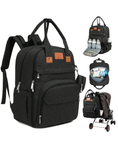 Load image into Gallery viewer, Trendy Black Rove Diaper Backpack