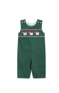 Load image into Gallery viewer, Green Corduroy Santa Smocked Overalls
