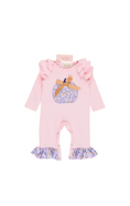 Load image into Gallery viewer, Pink & Lilac Pumpkin Ruffle Romper