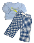 Load image into Gallery viewer, Blue Airplane Seersucker Pant Set