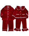 Load image into Gallery viewer, Ruby Velvet Ruffle Pajamas