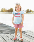 Load image into Gallery viewer, Red, White, and Bows Scallop Shorts Set