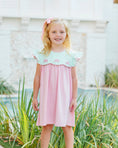 Load image into Gallery viewer, French Knot Bow Scallop Dress