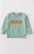 Load image into Gallery viewer, Sage Pumpkin French Knot Top