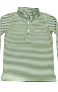 Load image into Gallery viewer, Inshore Boys Green Stripe Performance Polo