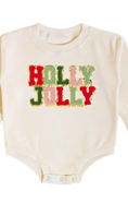 Load image into Gallery viewer, Holly Jolly Patch Christmas Long Sleeve Romper