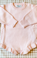 Load image into Gallery viewer, Pink Knit Ruffle Onesie