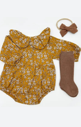 Load image into Gallery viewer, Mustard Floral Romper Set