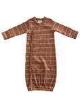 Load image into Gallery viewer, Saddle Stripe Organic Ribbed Gown 0-3M
