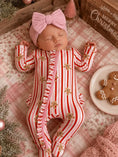 Load image into Gallery viewer, 2 Way Zip Ruffle Footie Gingerbread Lane Pink