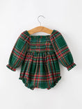Load image into Gallery viewer, Christmas Plaid Smocked Bubble Romper