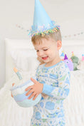 Load image into Gallery viewer, Two Piece Bamboo Pajamas Birthday Bash Blue