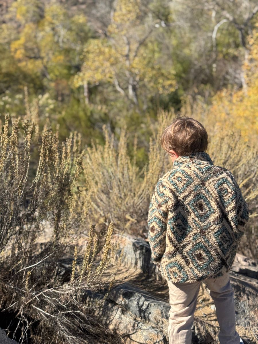 Macchu Brown/Teal Multi Stripe Sherpa