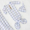 Load image into Gallery viewer, Dusty Blue Gingham Newborn Baby Knot Gown & Hat
