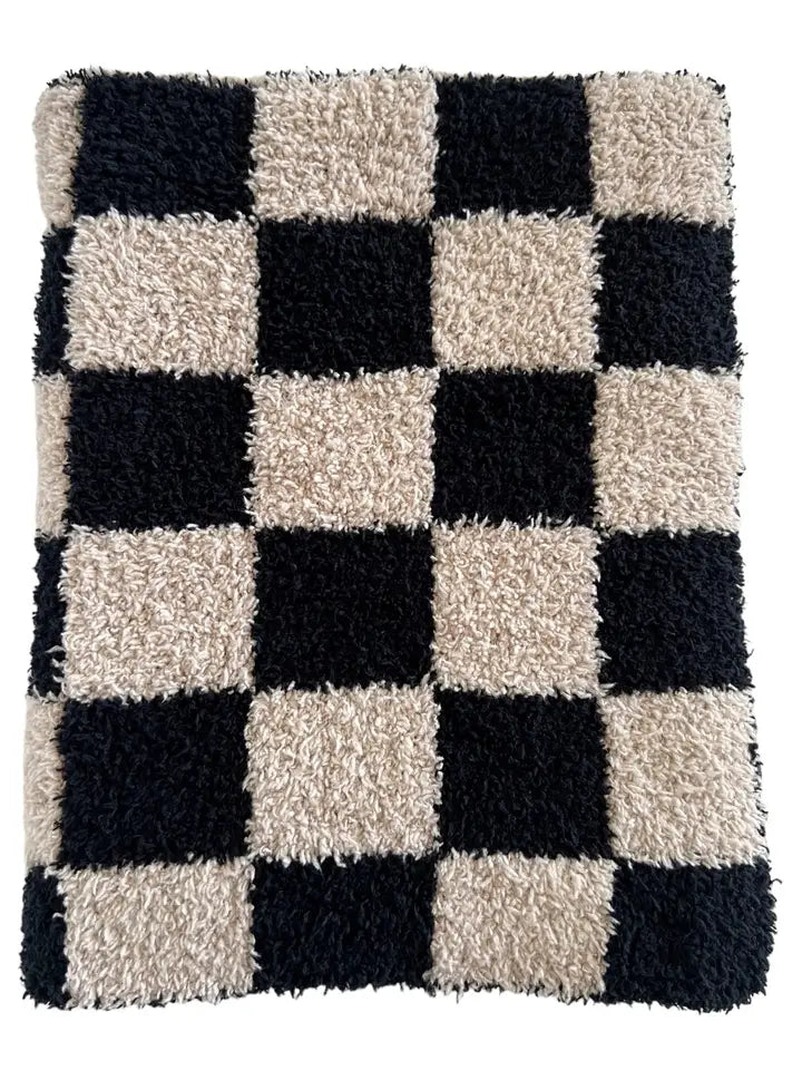 Phufy Bliss Checkerboard Mini Blanket- Black/Cocoa