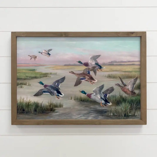 Ducks In Flight Medium 12x18 Canvas