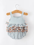 Load image into Gallery viewer, I <3 Mama Plaid Girls Bow Ruffle Romper
