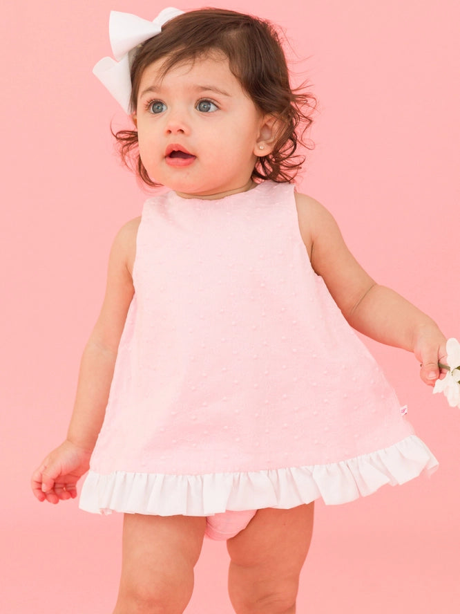 Pink & White Swiss Dot Swing Bloomer Set