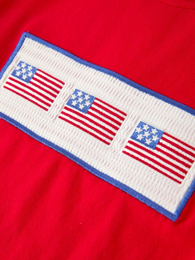 4th of July Flag Embroidered Striped Set