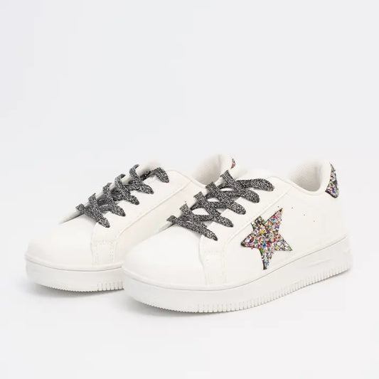 Girls' Sparkle Star Sneaker - Rainbow Glitter