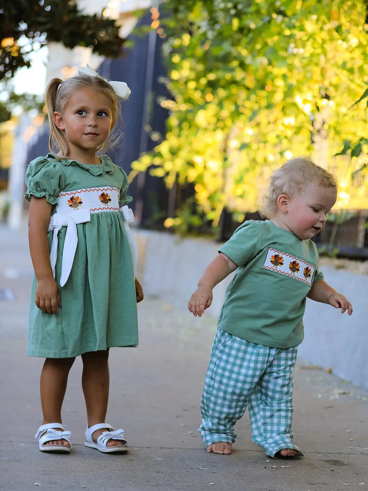 Thanksgiving Smock Turkey Plaid Set
